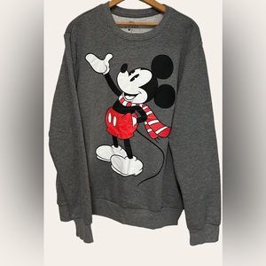 Disney, Mickey Mouse, Men's Large, Pullover Gray Sweatshirt, Long Sleeve